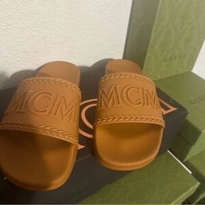MCM Men's Brown Slide Sandals